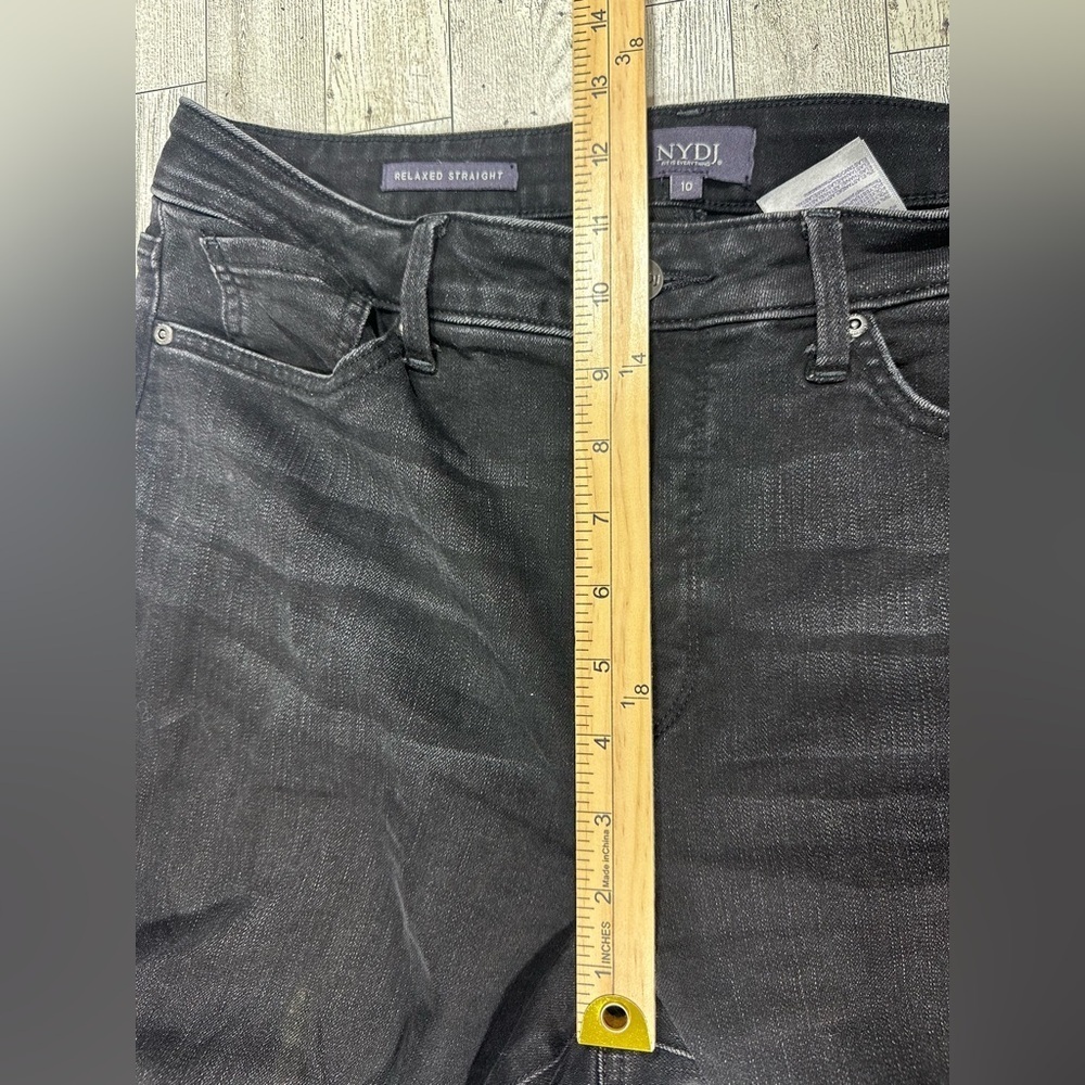 NYDJ Relaxed Straight Leg Black Jeans Womens Size 10 Denim Stretch - Picture 10 of 11